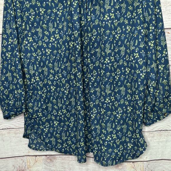 Jachs Girlfriend Floral Button Down Pintuck Blouse Top Size Medium - Picture 9 of 9